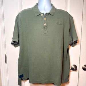 Orvis Mens Pique Polo Shirt Olive Green Short Sleeve Cotton Workwear XL